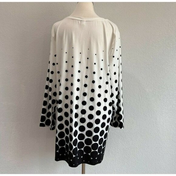 NANU Blouse Womans 2X White w /Black 3/4 Sleeve Top Tunic - Picture 5 of 11